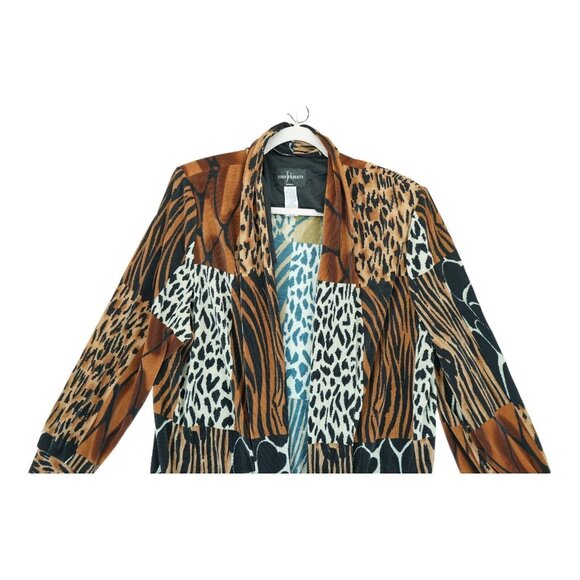 John Roberts Woman Jacket Open Cardigan Stretch Leopard Pattern Patched Size 24W - Picture 3 of 7